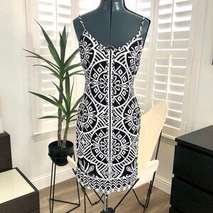 INC International Concepts Black and White Print Summer Dress, Size XS